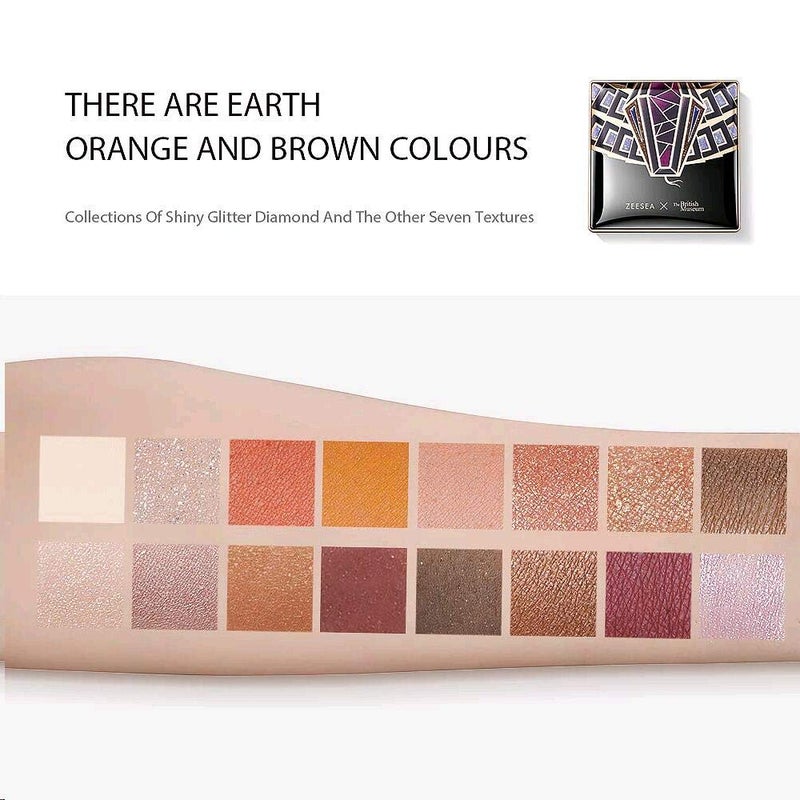 zeesea Egypt Eyeshadow Palette The British Museum Collection, Matte Shimmer Glitter Blendable High Pigmented 16 Shades Eye Makeup Palette (04# Cobra) - Image 3